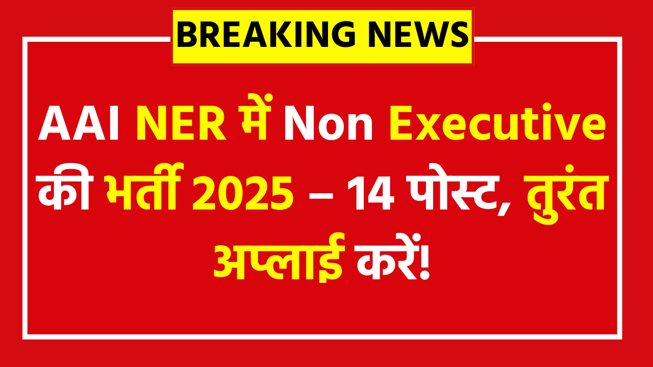 AAI NER Non Executive Recruitment 2025 - 14 Posts Apply Online