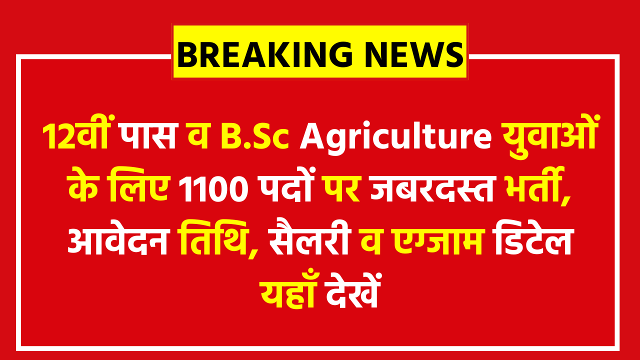 RSSB Agriculture Supervisor Vacancy 2026: 12वीं पास व B.Sc Agriculture युवाओं के लिए 1100 पदों पर जबरदस्त भर्ती, आवेदन तिथि, सैलरी व एग्जाम डिटेल यहाँ देखें