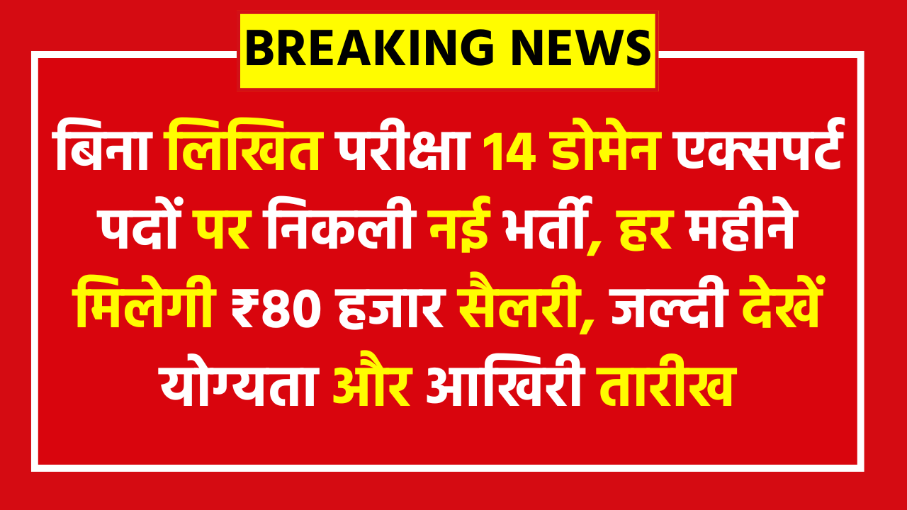 Bihar Jeevika New Vacancy 2026: बिना लिखित परीक्षा 14 डोमेन एक्सपर्ट पदों पर निकली नई भर्ती, हर महीने मिलेगी ₹80 हजार सैलरी, जल्दी देखें योग्यता और आखिरी तारीख