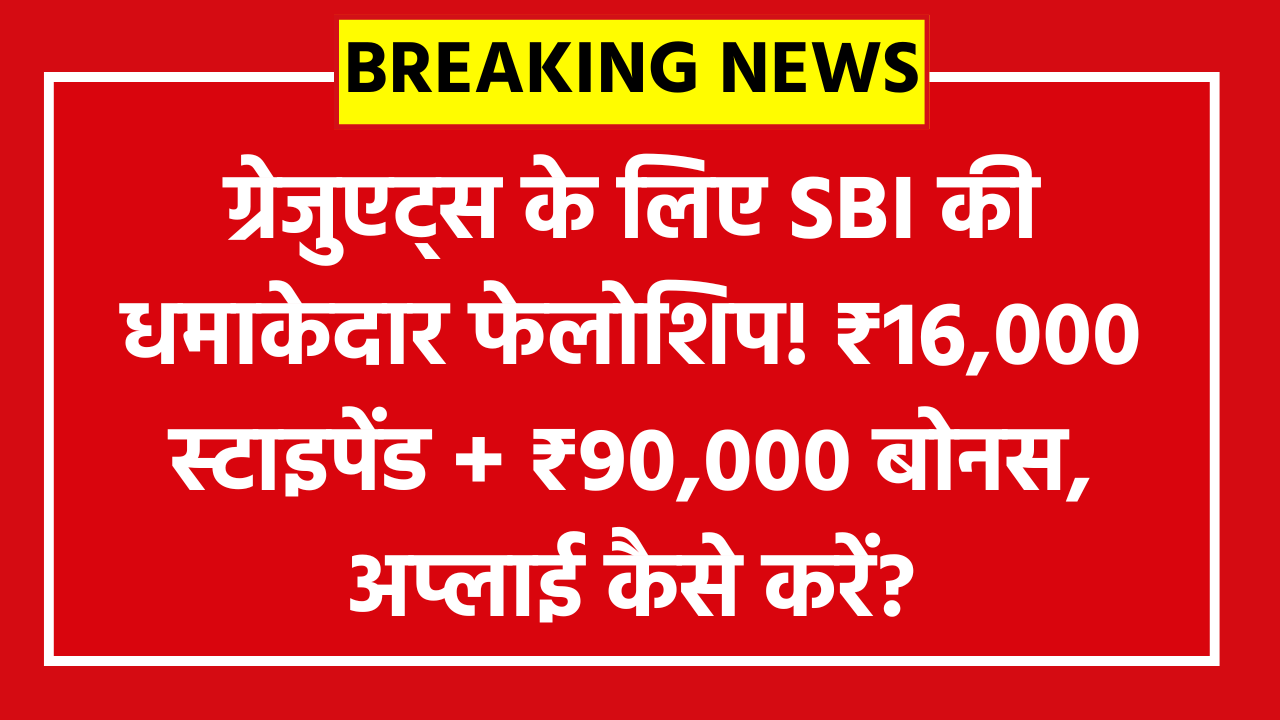 SBI Youth For India Fellowship 2026: ग्रेजुएट्स के लिए SBI की धमाकेदार फेलोशिप! ₹16,000 स्टाइपेंड + ₹90,000 बोनस, अप्लाई कैसे करें?